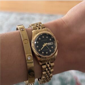 Armitron Gold Watch with Black Face, Diamonds (looks like Daytona)